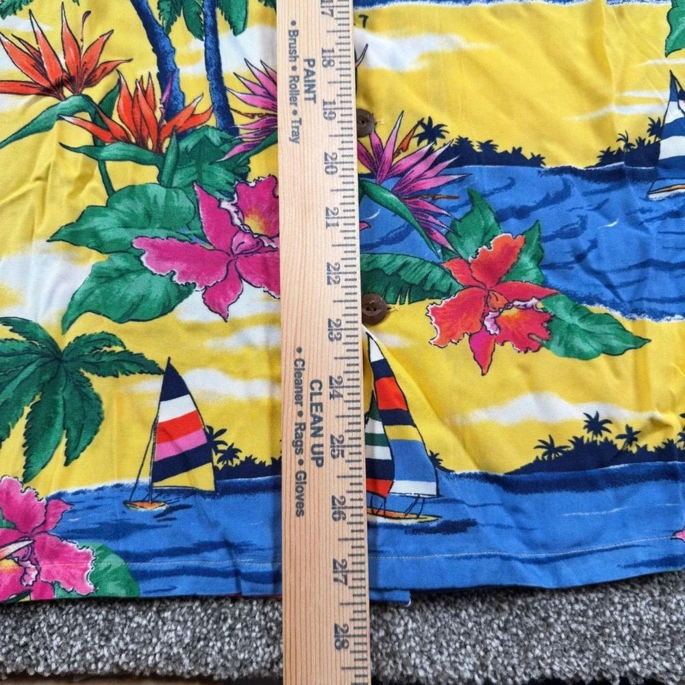 Polo Ralph Lauren Hawaiian Shirt Mens Small Yellow Tropical Sailboat EcoVero NWT